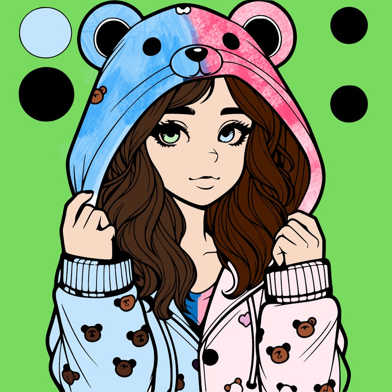realistic girl in a animal pjs hoodie