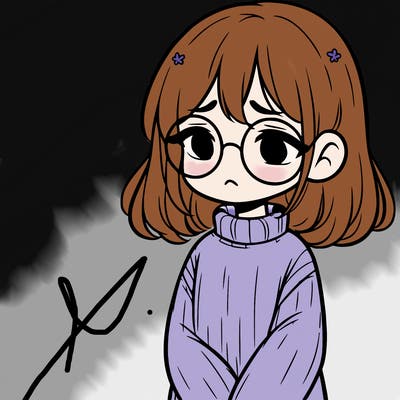 sad girl with glasses in a sweater