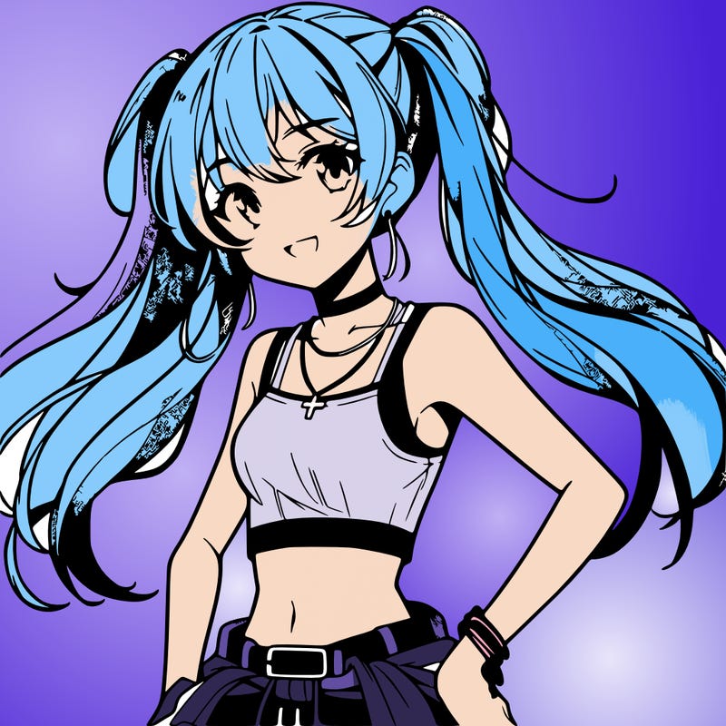 anime girl wearing crop top
