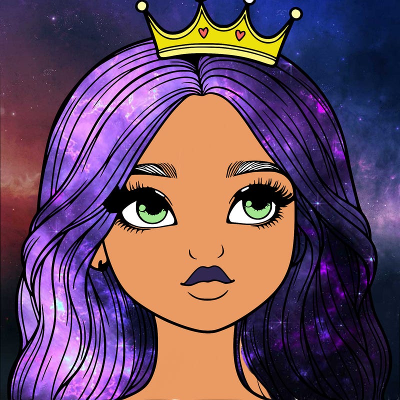 a realistic girl with a crown on