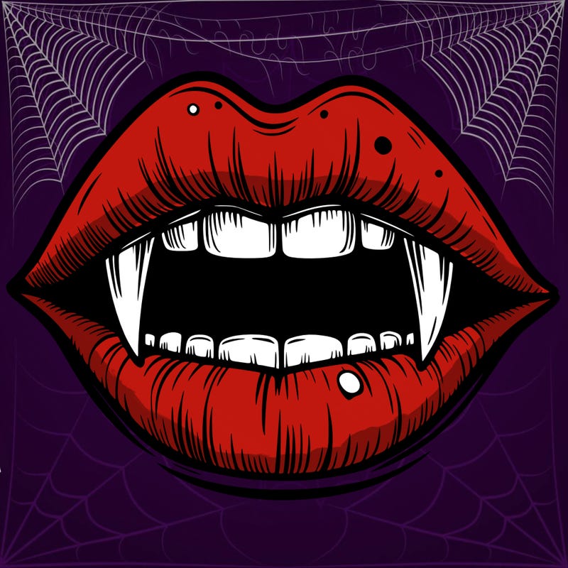 lips with vampire teeth