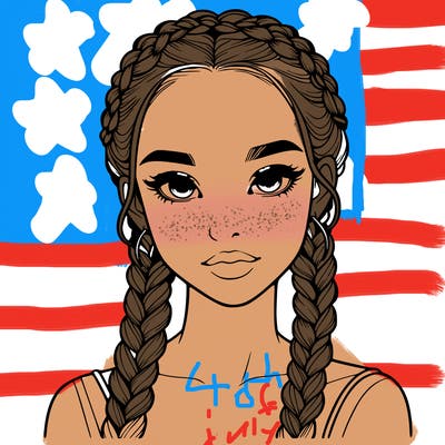 realistic girl with braids
