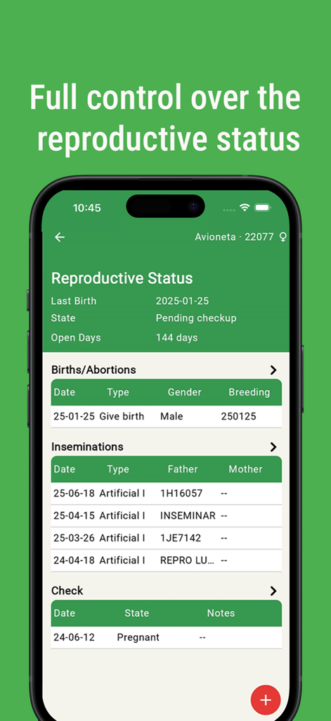 Control Ganadero - Verfolgung des Reproduktionsstatus von Vieh in der mobilen Control Ganadero App