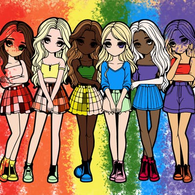 a group of girls realistic