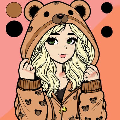 realistic girl in a animal pjs hoodie