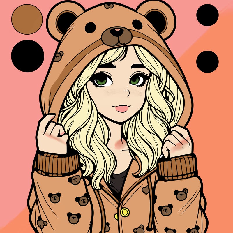 realistic girl in a animal pjs hoodie