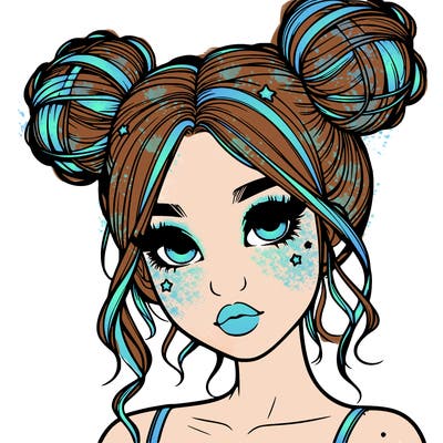 realistic girl with space buns