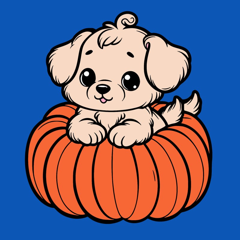 cute little puppy in a pumpkin
