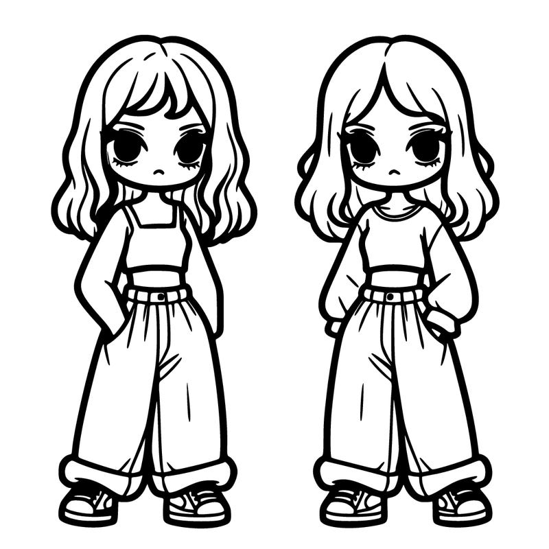 two girls with top and baggy pants