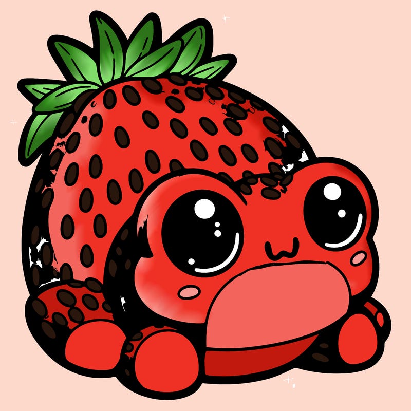 a strawberry frog plush