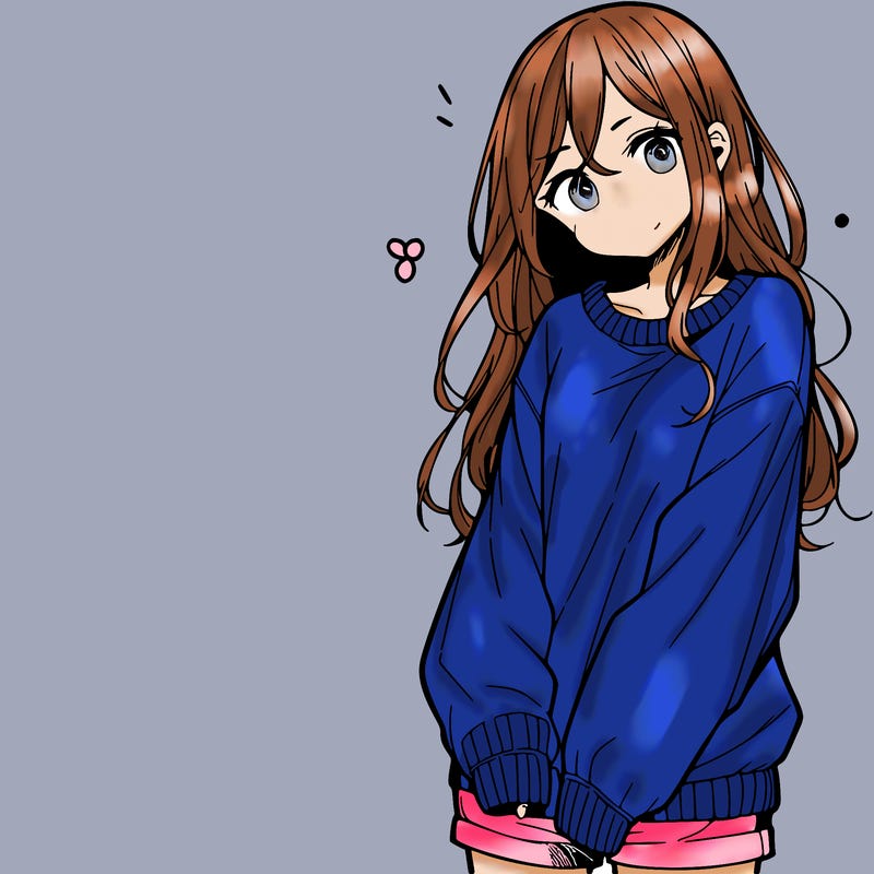 manga teen girl  in a sweater and baggy pants