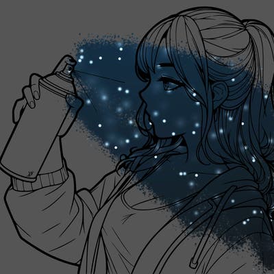 a realistic girl spray, painting