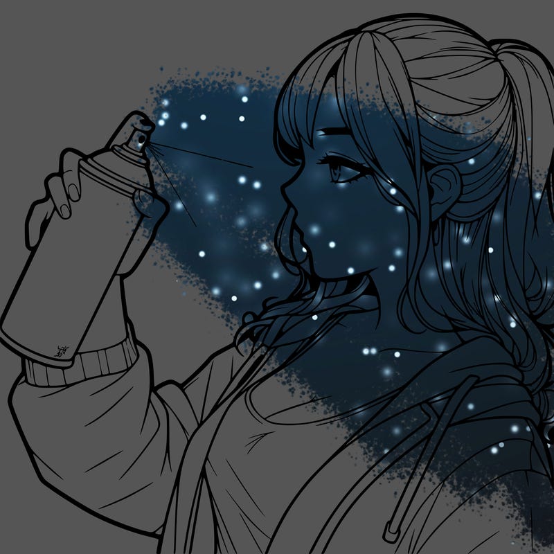 a realistic girl spray, painting