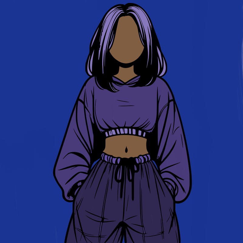 realistic girl faceless with baggy pants and a crop top