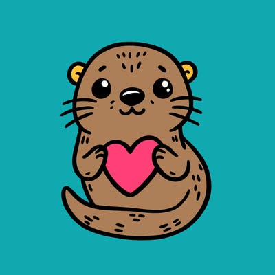 otter with a heart
