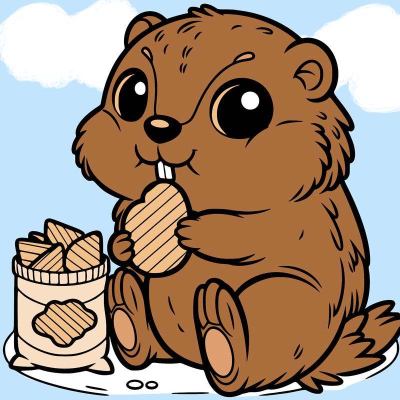 cute groundhog eating chips