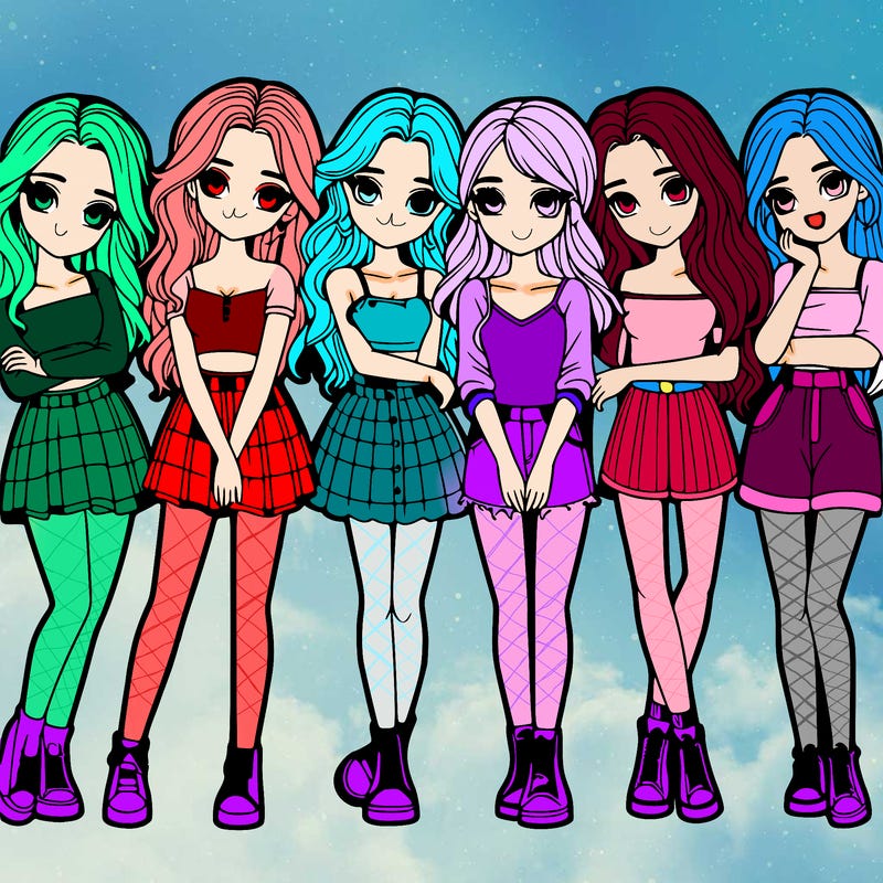 a group of girls realistic