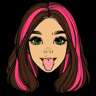 realistic girl with her tongue out