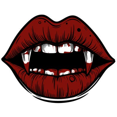 lips with vampire teeth