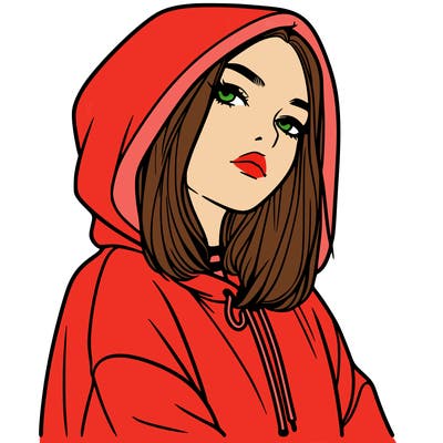 a realistic girl in a hoodie