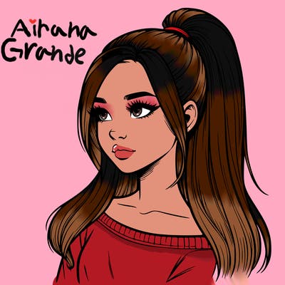 realistic girl with a high ponytail