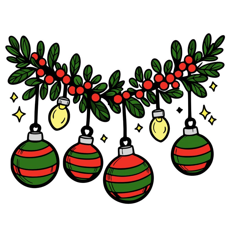 christmas garland with big bulbs