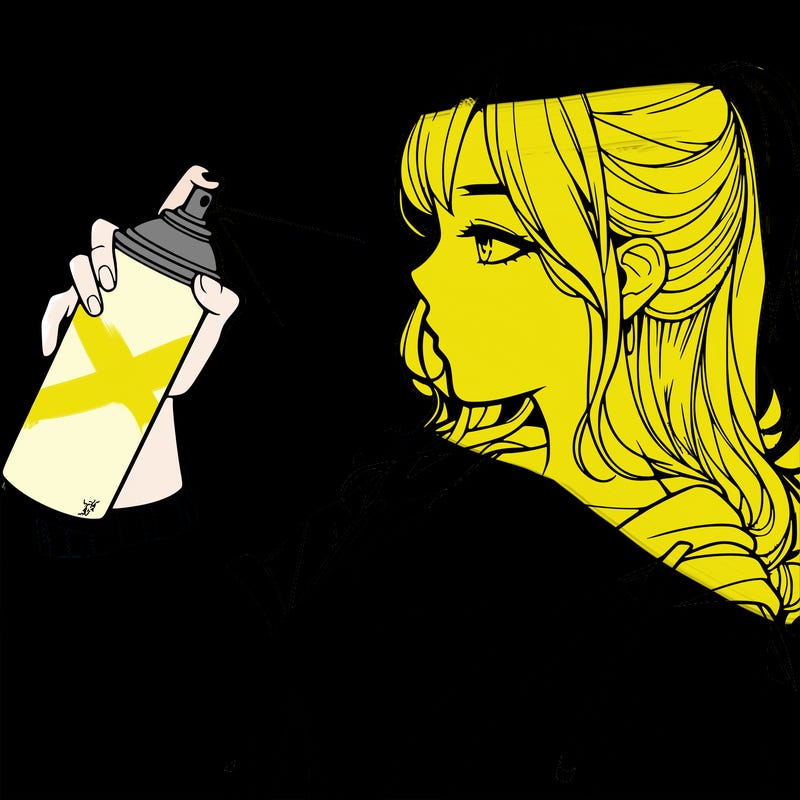 a realistic girl spray, painting