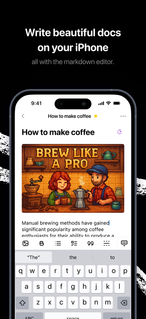 YouMind: AI Notes & Chat - Mobile markdown editor in the YouMind app for creating documents on iPhone