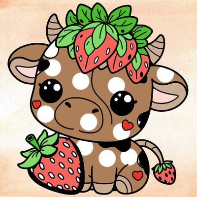 cute strawberry cow