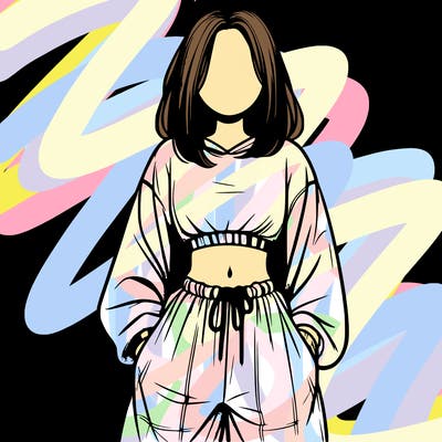 realistic girl faceless with baggy pants and a crop top