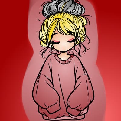 girl with baggy sweatshirt and messy bun