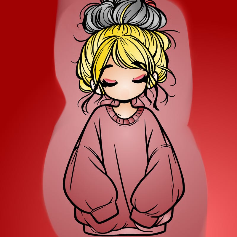 girl with baggy sweatshirt and messy bun
