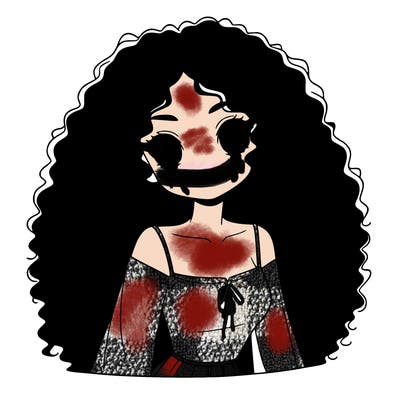 a black anime girl with long afro hair
