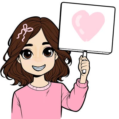 realistic girl holding up a sign
