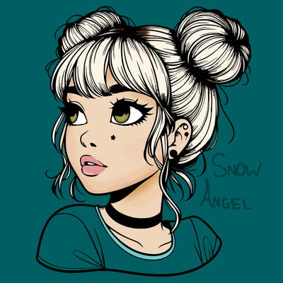 realistic girl with spacebuns