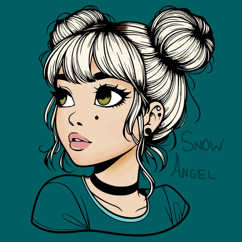realistic girl with spacebuns