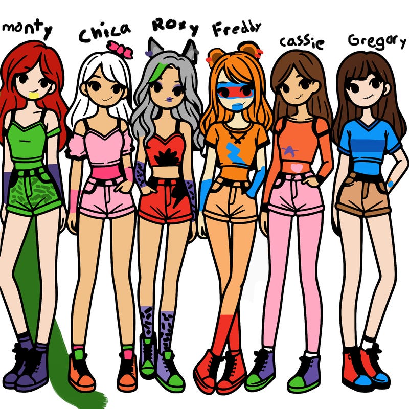 a group of girls wearing crop tops and shorts