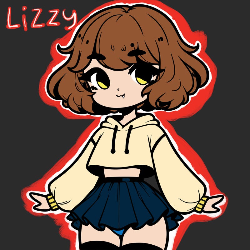 cute femboy with short, fluffy hair that softly frames their face, wearing a cropped hoodie, paired with a flouncy short skirt, and thigh-high stockings