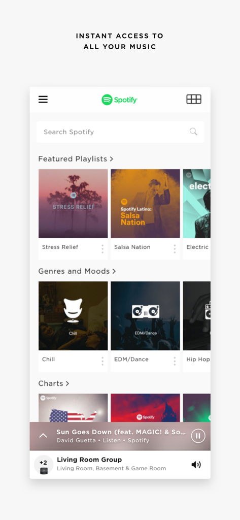 Bose SoundTouch - Bose SoundTouch app interface showing Spotify integration and multi-room speaker settings