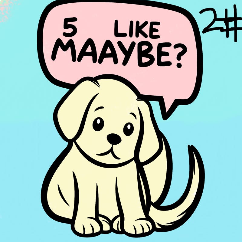 a puppy that says 5 like maybe