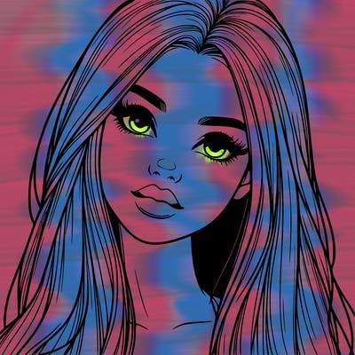 realistic teen girl with long hair and lips