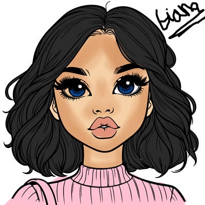 realistic girl with full lips and big eyes