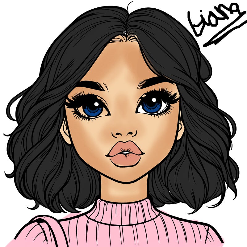 realistic girl with full lips and big eyes