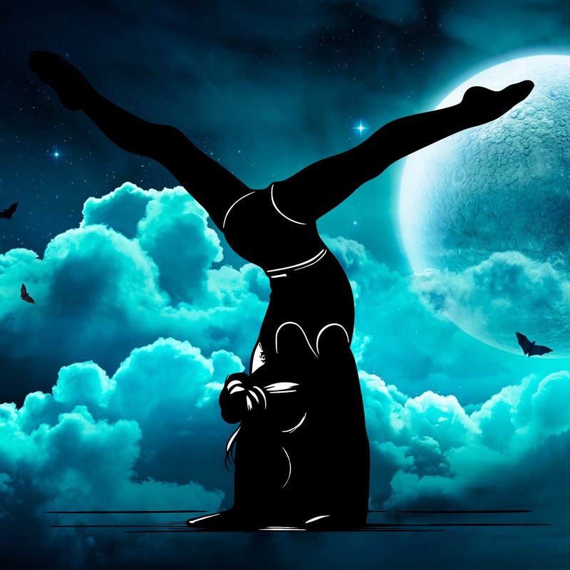 realistic gymnastic hand stand girl in four splits