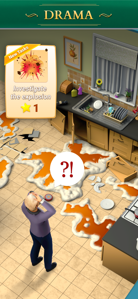 Ken Barlow en una cocina desordenada con una tarea dramática para investigar una explosión en el juego Coronation Street