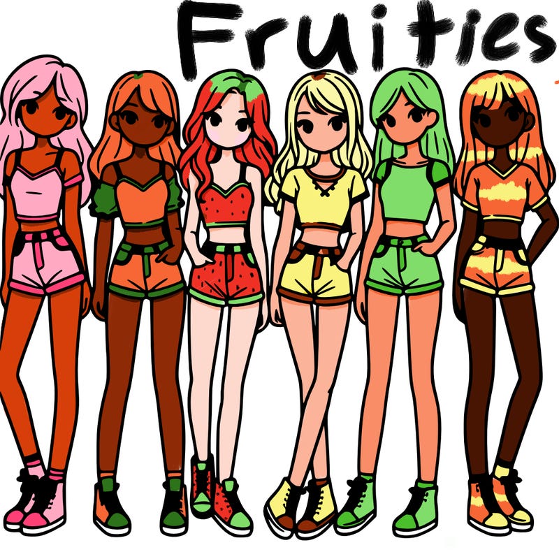 a group of girls wearing crop tops and shorts