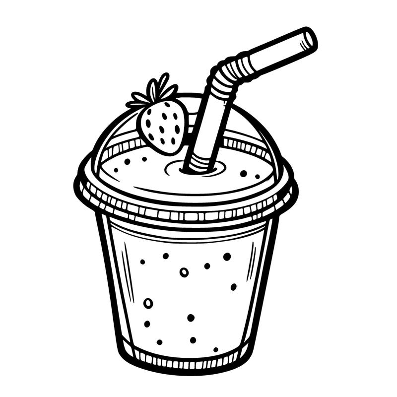 a smoothie in a cup with a straw.