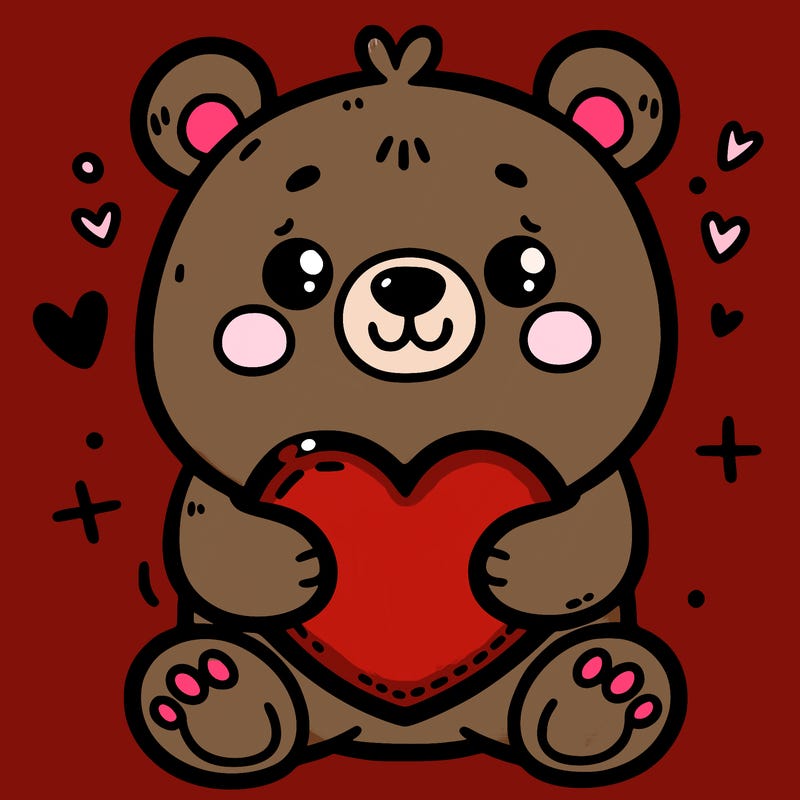 cute bear holding heart