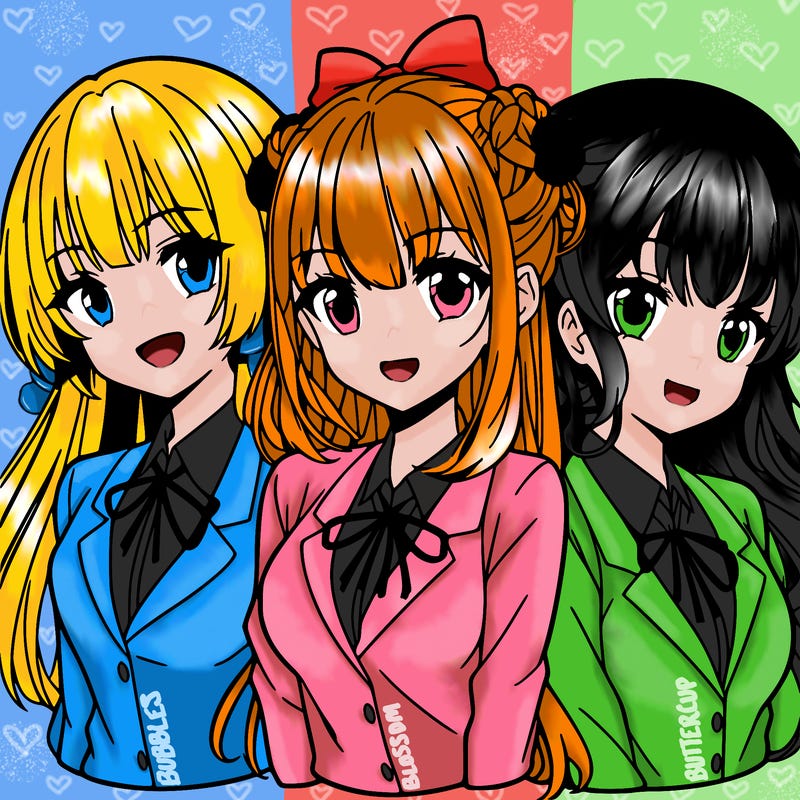 three anime girls