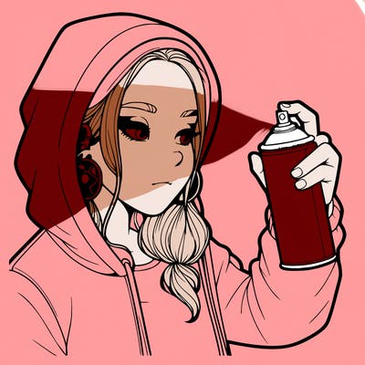 a realistic girl, spray painting